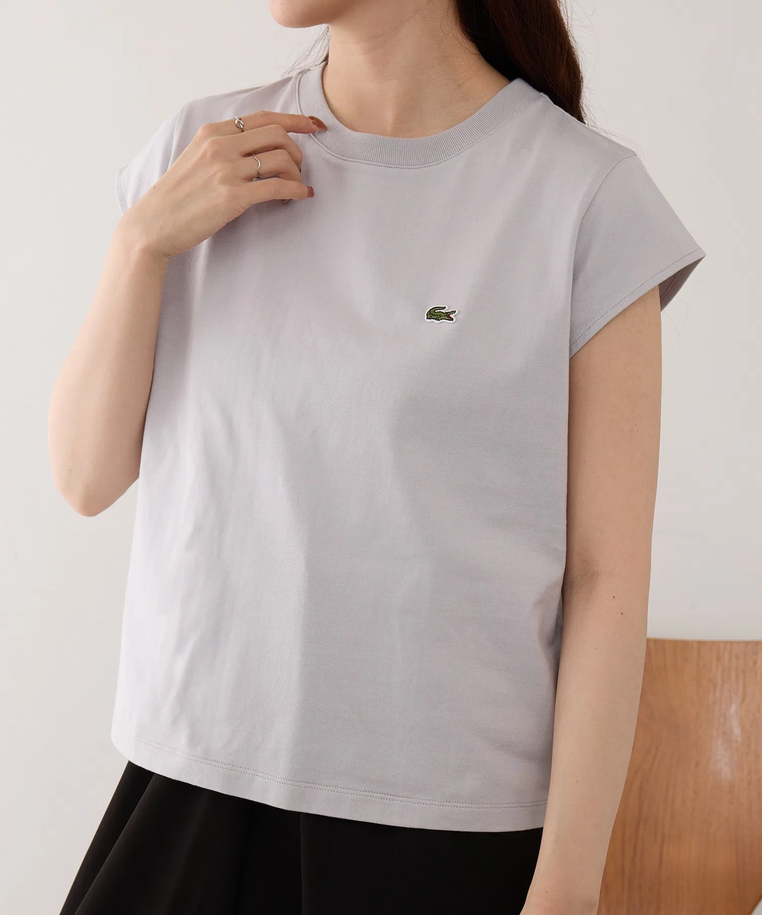 Футболка LACOSTE с коротким рукавом, женская, с логотипом, белая — фото 3