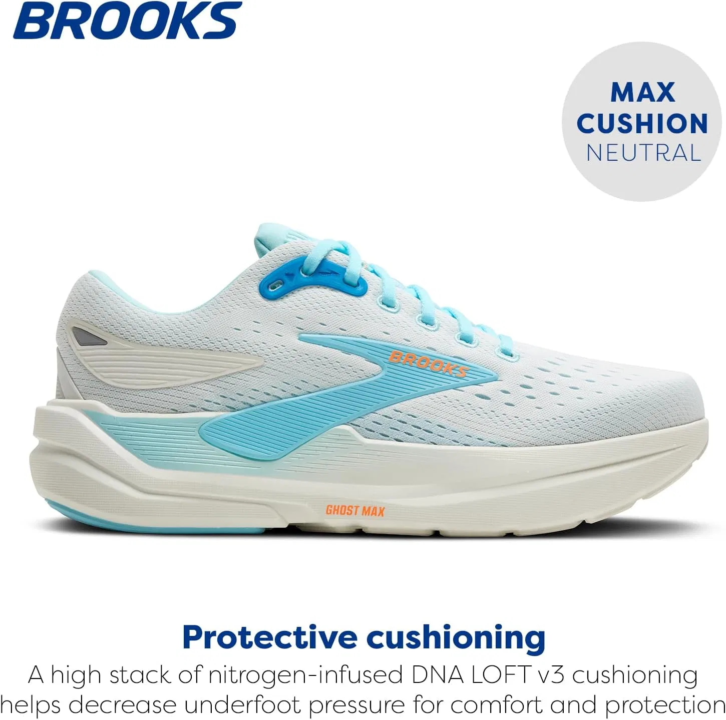 Мужские кроссовки Brooks Ghost Max 3, Bluewash Atomizer Orange — фото 2