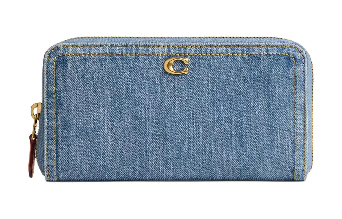 

COACH Кошелек Accordion Zip Denim Panel With Calfskin Wallet Small Size Women's Indigo