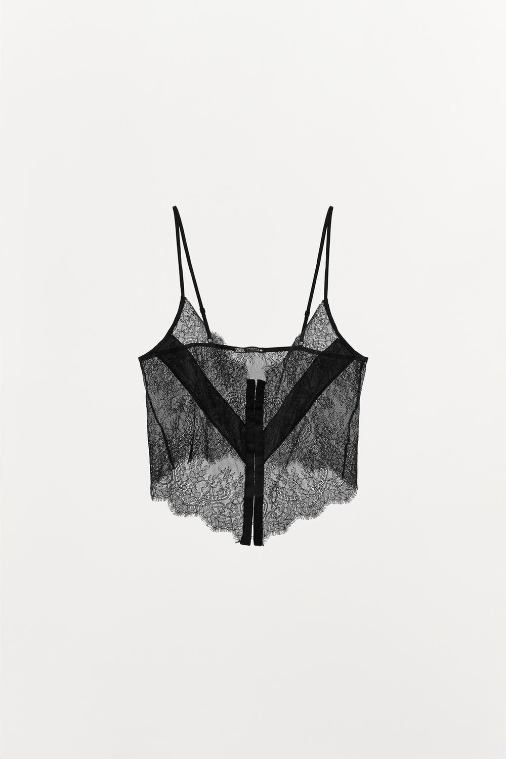 

Асимметричный кружевной топ ZARA, черный