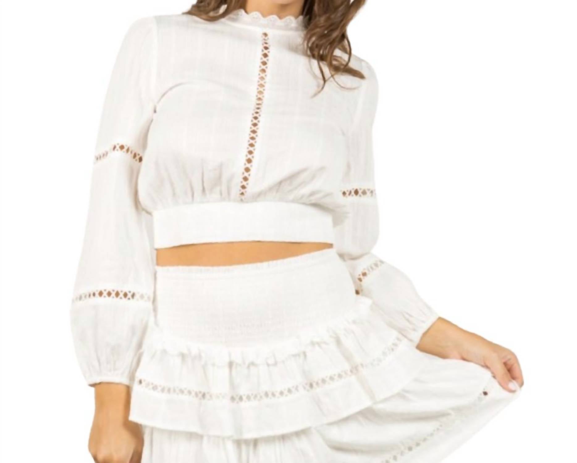 

Вышитая рубашка с длинным рукавом в цвете Off White fanco