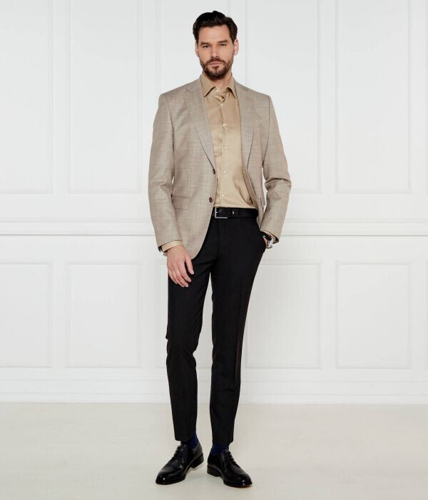 Рубашка Boss H Hank Kent C3-214 Slim Fit, бежевый — фото 2