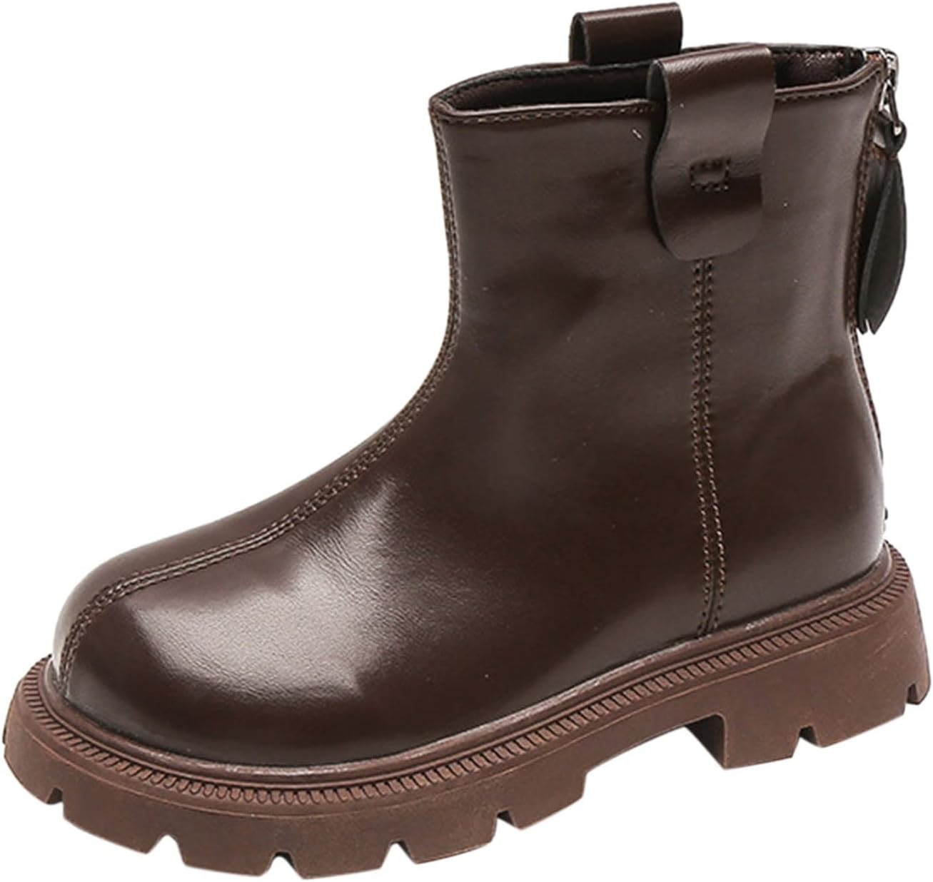 

Детские зимние ботильоны для девочек с низким каблуком и утолщенной подошвой, модные, теплые и удобные для прогулок на улице, на легком надевании (черные, 9-9,5 лет, для старших детей) Generic, 9-9.5 Years Big Kids Brown