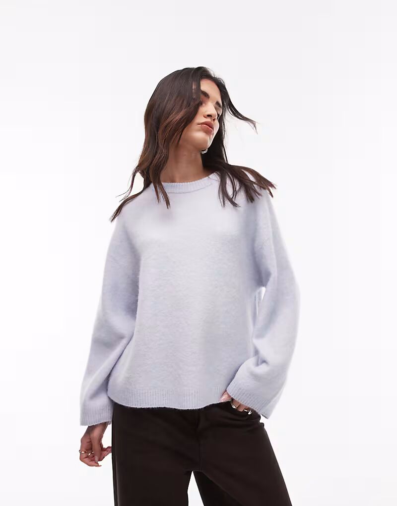 

Свободный свитер ARKET из супермягкой смеси шерсти альпака светло-голубого цвета