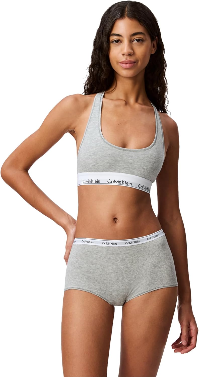 

Calvin Klein Женский современный хлопковый бюстгальтер-бралетт без подкладки без косточек, Grey Heather White
