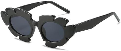 

Модные солнцезащитные очки конфетных цветов для женщин, ретро-очки в форме цветка, трендовые солнцезащитные очки для мужчин с защитой от УФ-излучения UV400 MTZJH, Black Grey