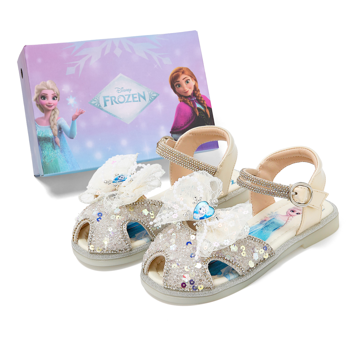 Сандалии серии Frozen Series с низким верхом, амортизирующие, устойчивые к истиранию, дышащие, противоскользящие, детские Disney, бежевый — фото 2