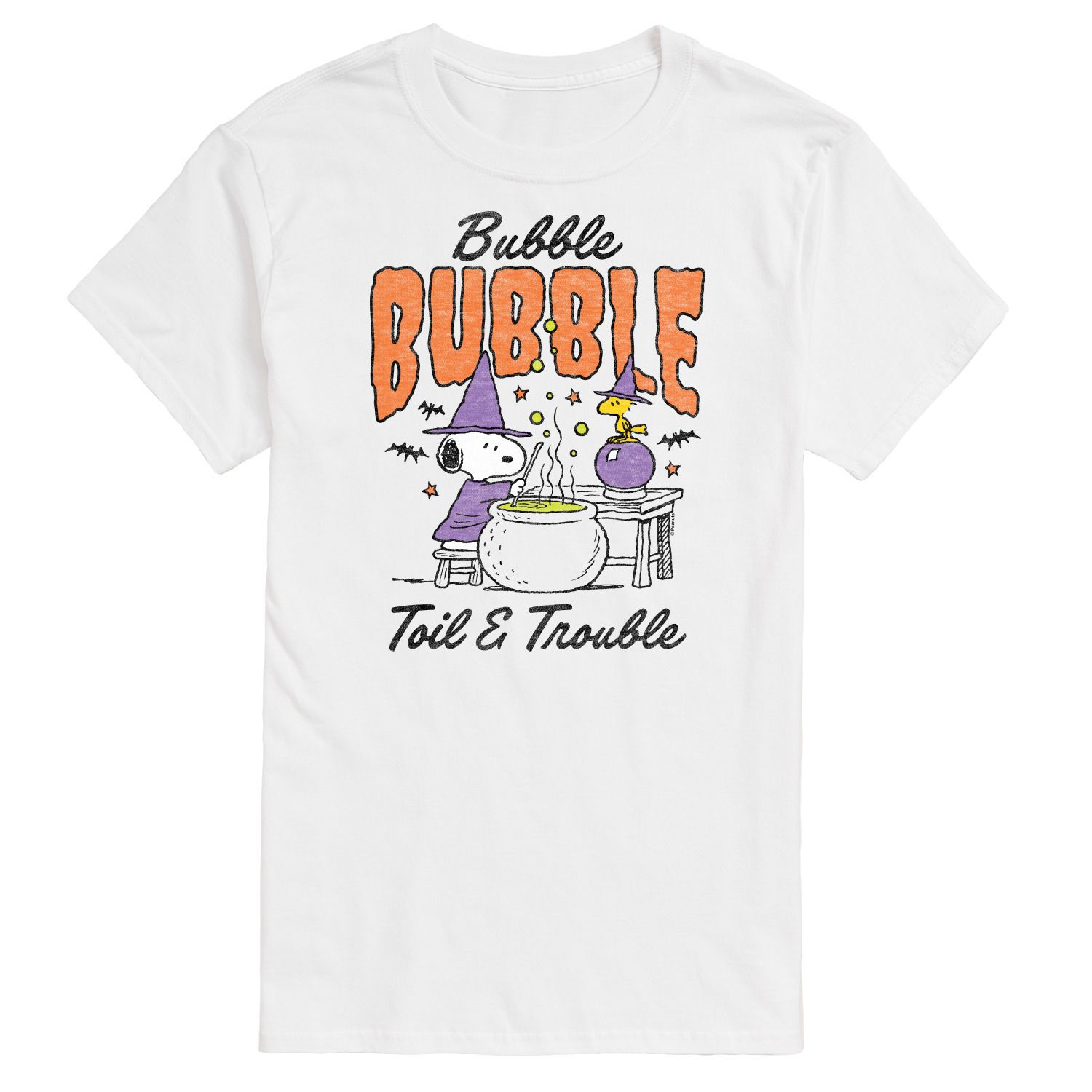 

Футболка с рисунком Big & Tall Peanuts Bubble Toil Trouble Licensed Character, белый