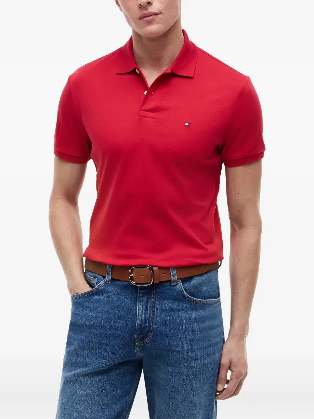 Поло с логотипом Tommy Hilfiger, красный — фото 3