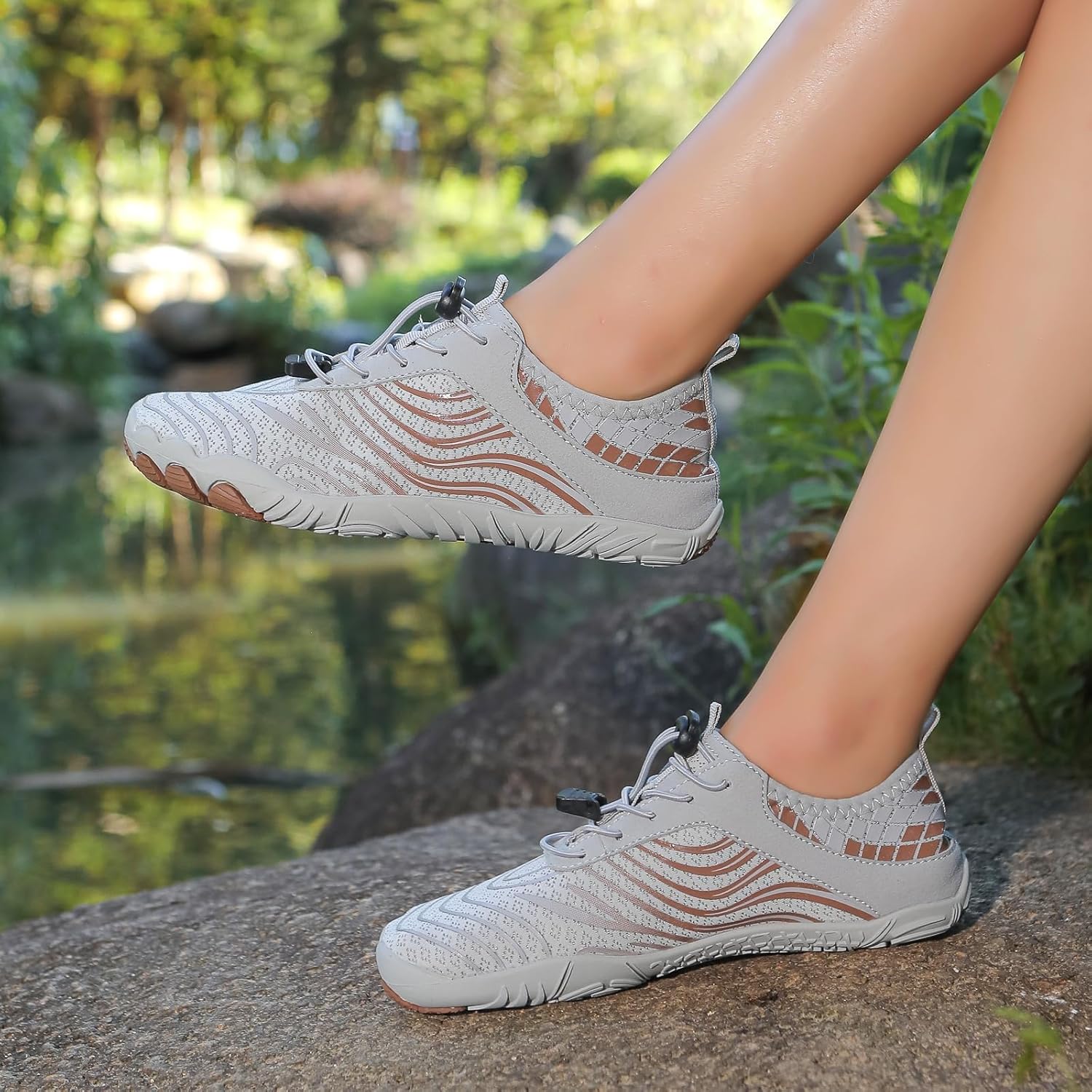 Женские кроссовки Kubbon Hike Barefoot Shoes: здоровая, нескользящая, дышащая обувь для ходьбы, с широким носком, для воды, прогулок на открытом воздухе, серый — фото 4