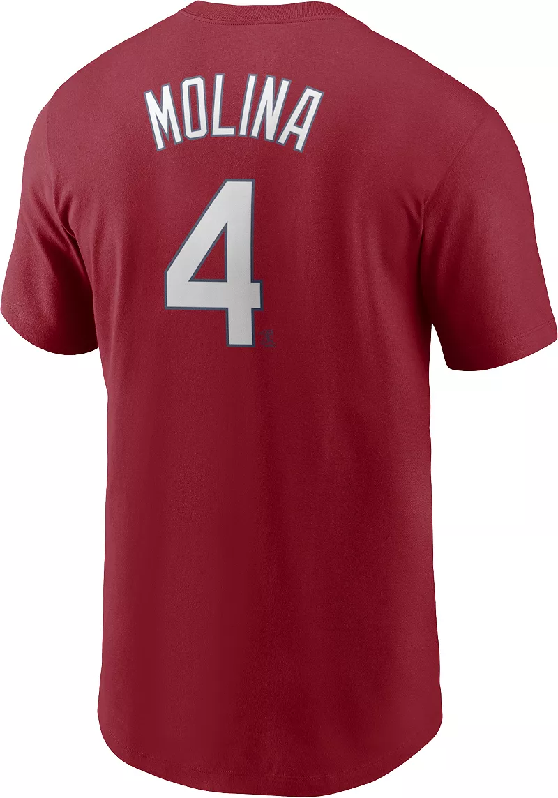 Мужская красная футболка Nike St. Louis Cardinals Yadier Molina #4 — фото 3