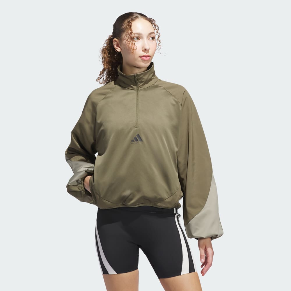 

Куртка Adidas Basketball Half-Zip Pullover, цвет Olive Strata