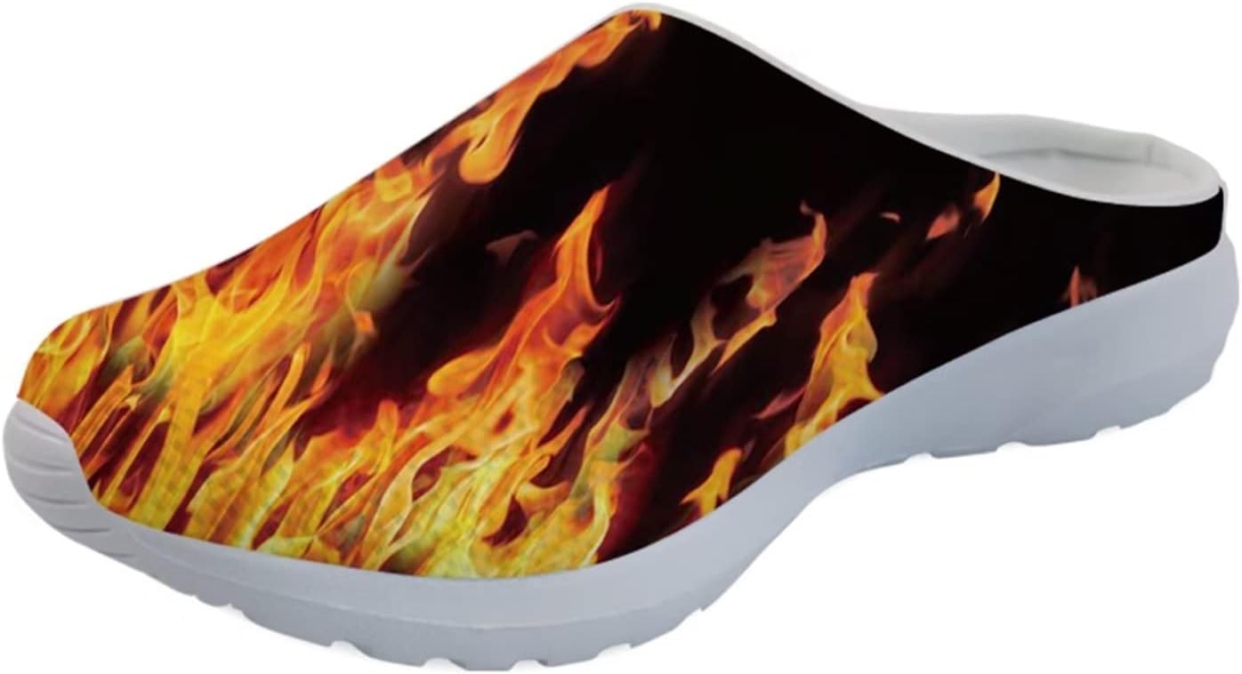 

Женские мюли Forchrinse South Indian Aztec с полоской, тапочки на плоской подошве с поддержкой свода стопы, для ходьбы, садовые сабо, легкие, Burning Fire