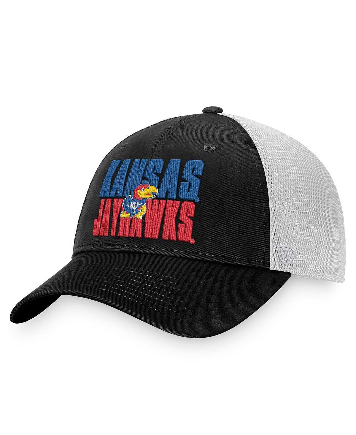 

Мужская черно-белая кепка Kansas Jayhawks Stockpile Trucker Snapback Top of the World