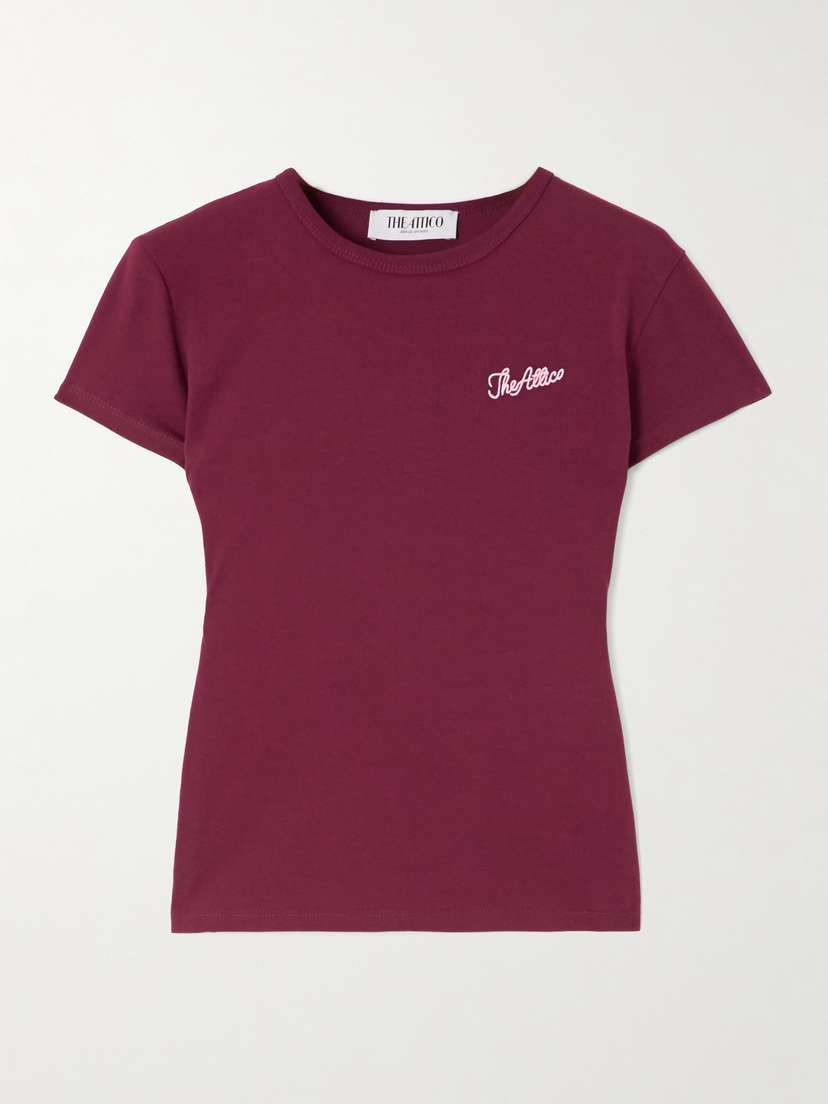 

Футболка из хлопкового джерси с вышивкой The Attico, бордовый