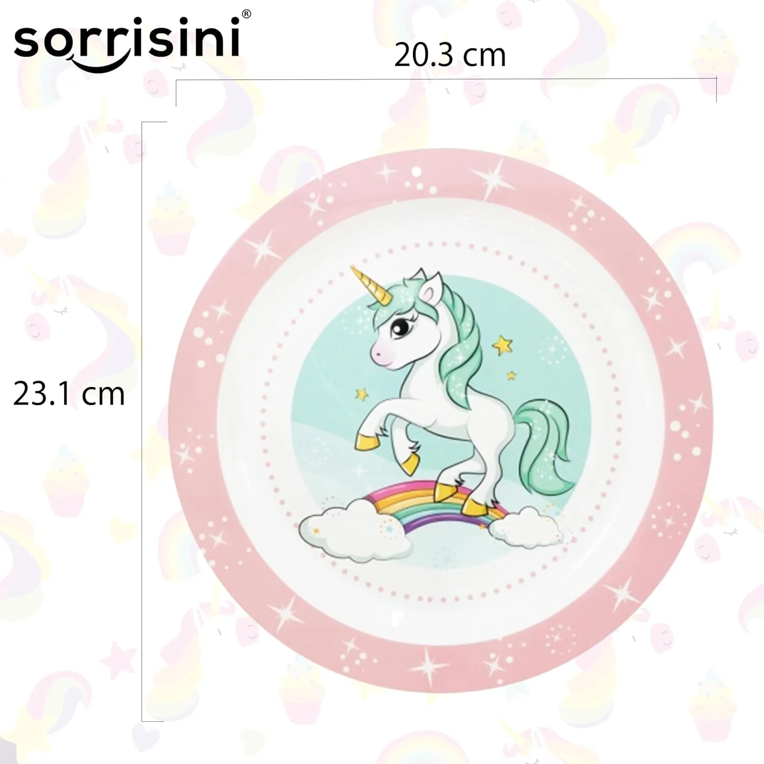 Детская многоразовая посуда Unicorn, набор для прикорма из прочного пластика для микроволновки Sorrisini — фото 3