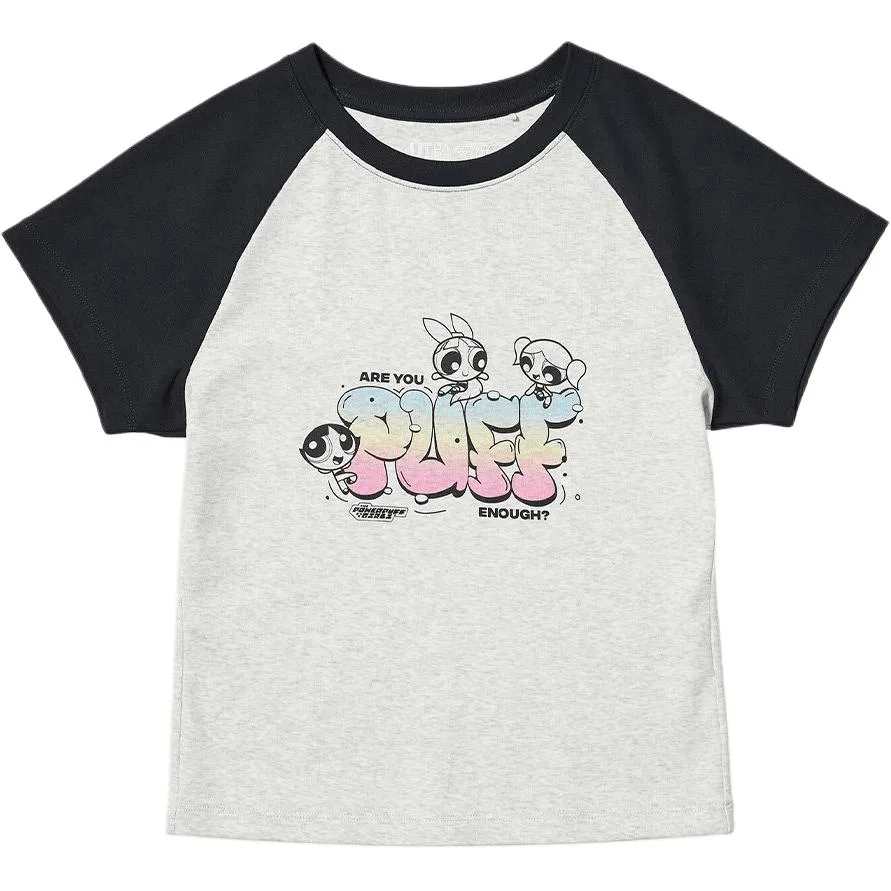Футболка x The Powerpuff Girls Character Collaboration SS26, женская UNIQLO, 02 Light Gray
