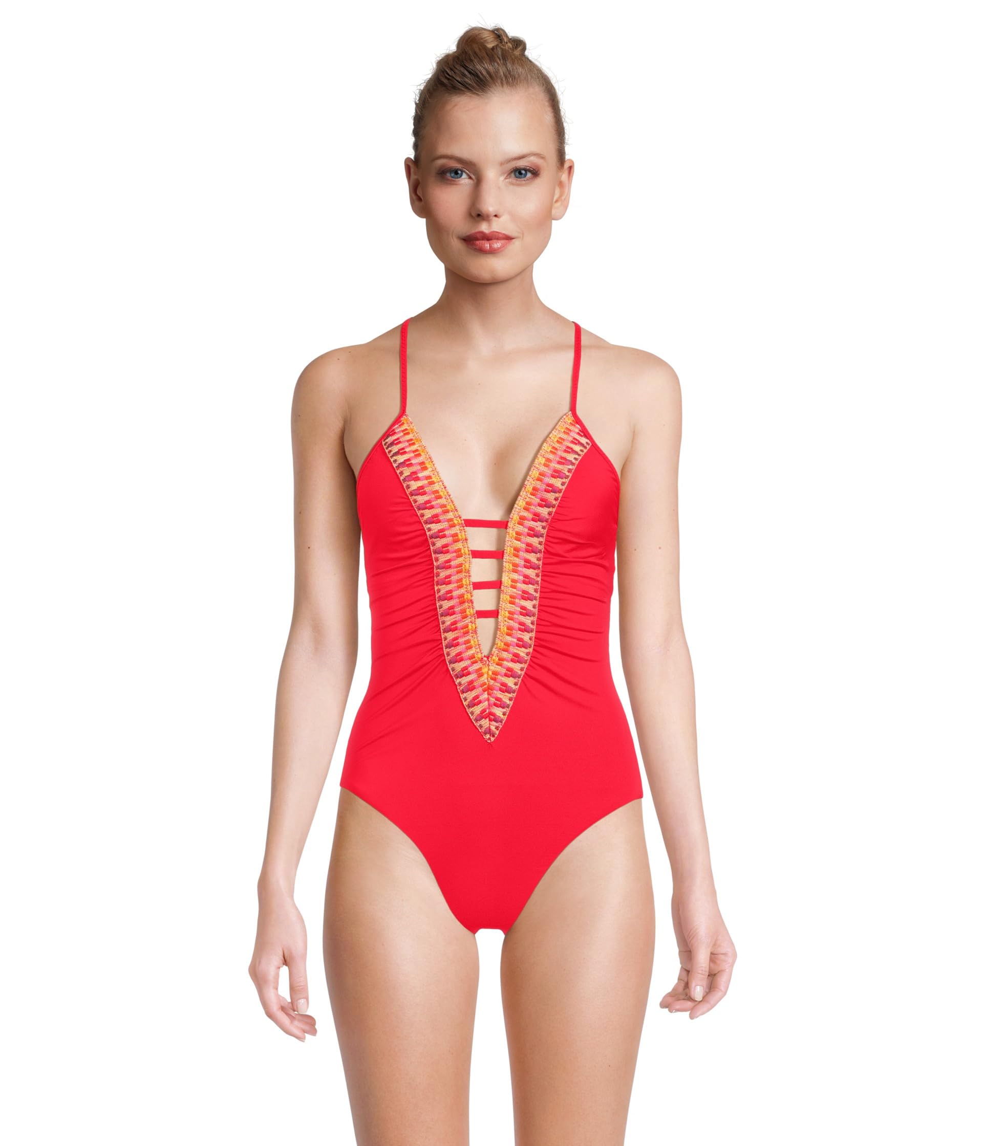 

Купальник BECCA Fiesta Clare Plunge One Piece, цвет Fire