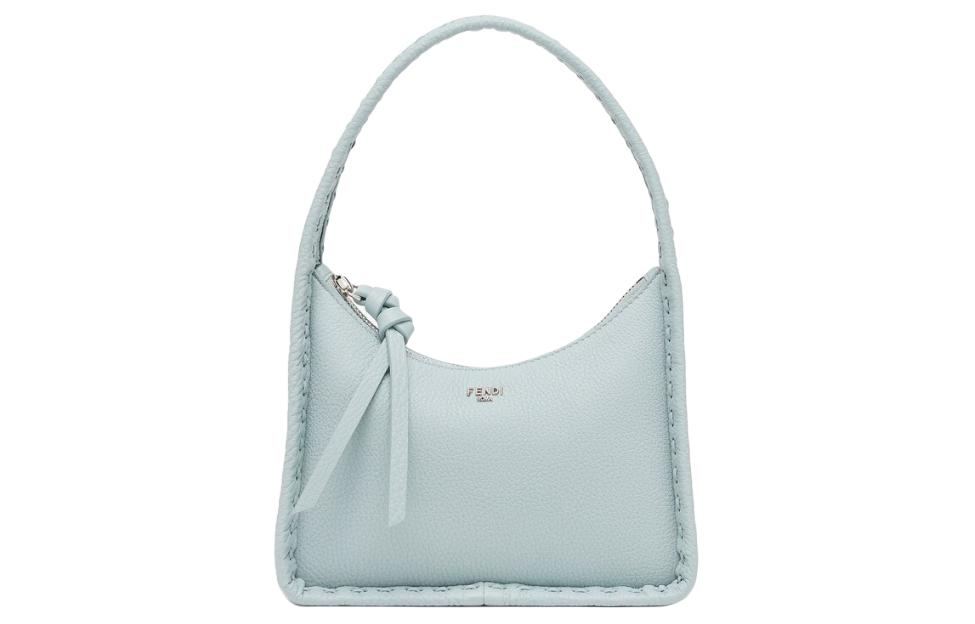 FENDI Сумка через плечо из телячьей кожи женская светло-голубая — фото 2