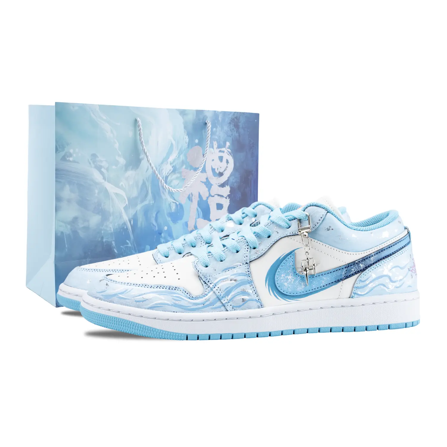 

Jordan Мужские баскетбольные кроссовки Air 1 Deep Sea Era, износостойкие, винтажные, белый с синим