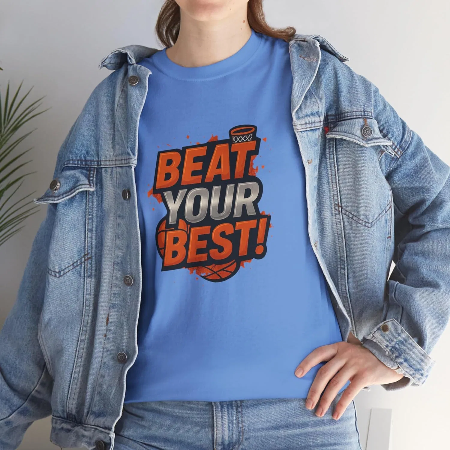Футболка мотивационная Beat Your Best, Unisex Heavy Cotton, Carolina Blue — фото 3