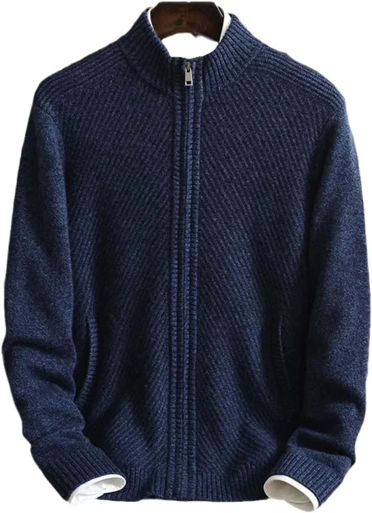 

Зимний кардиган 100% кашемир мужской джерси с высоким воротником и молнией HEYDHSDC