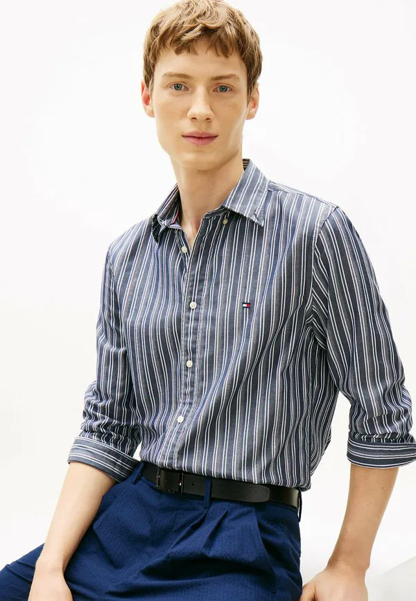 Рубашка в полоску с текстурой, стандартного кроя Tommy Hilfiger, Carbon Navy Stripe — фото 4