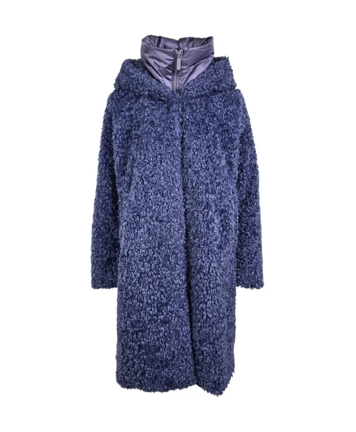 

Длинное пальто из флиса шерпа. Bomboogie, синий