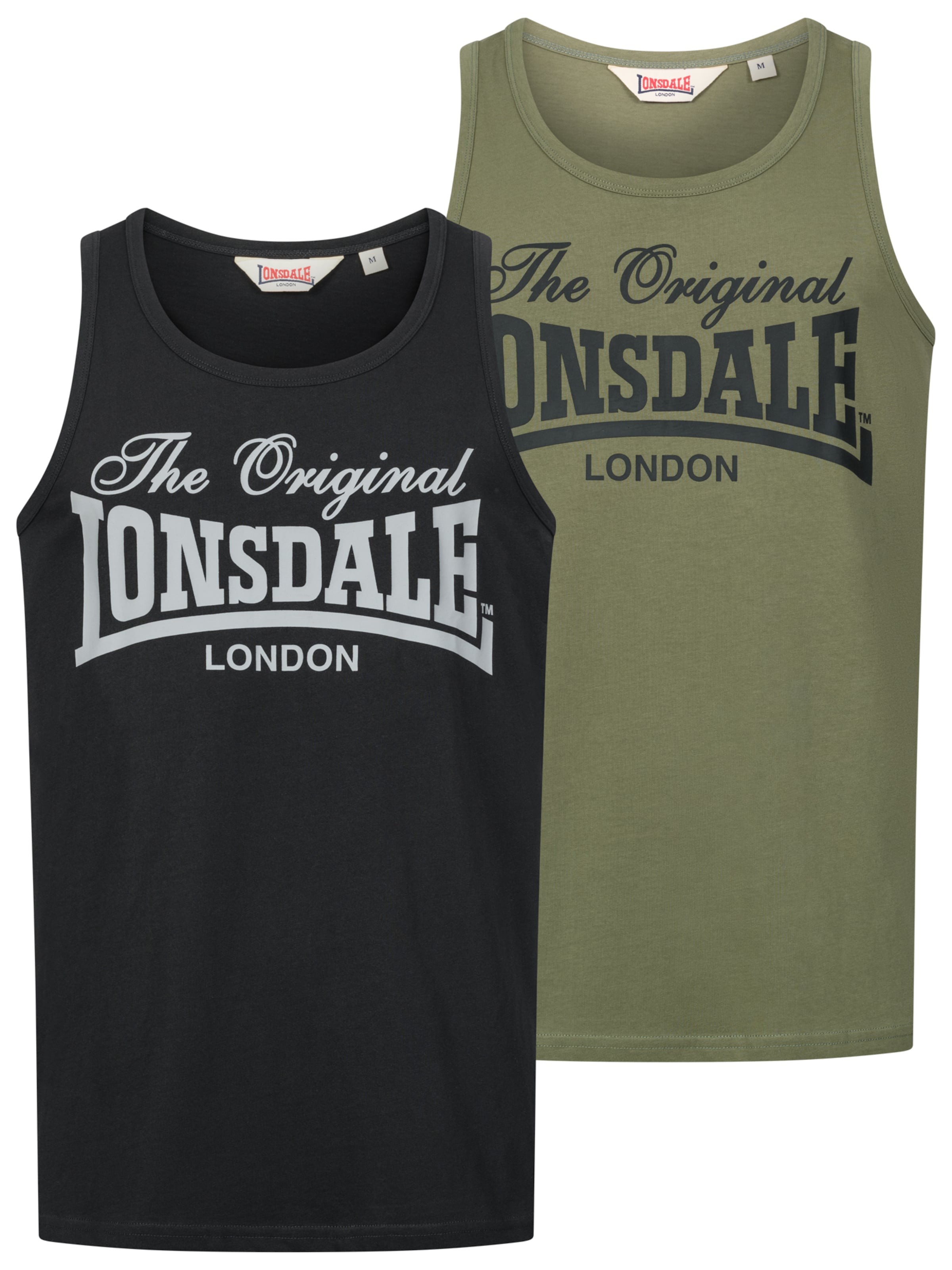 

LONSDALE Футболка 'Moston' в оливковом и черном цвете