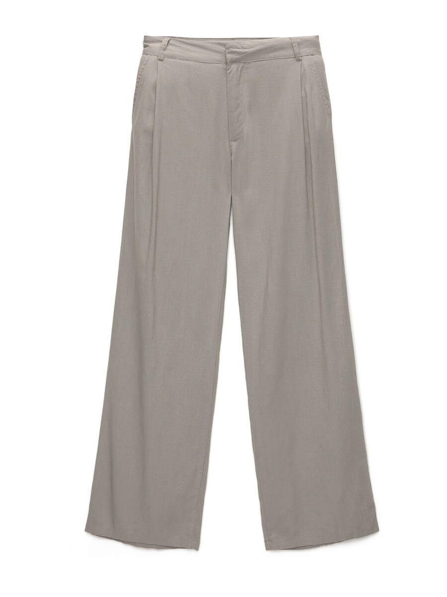 

Брюки Pull&Bear Wide leg Pleat-Front Pants, серый