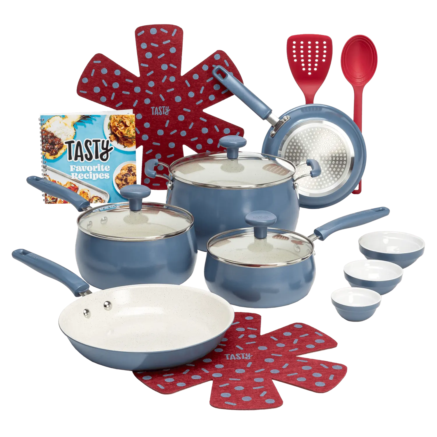 

Набор алюминиевой посуды Tasty Clean Ceramic 16 предметов, темно-синий