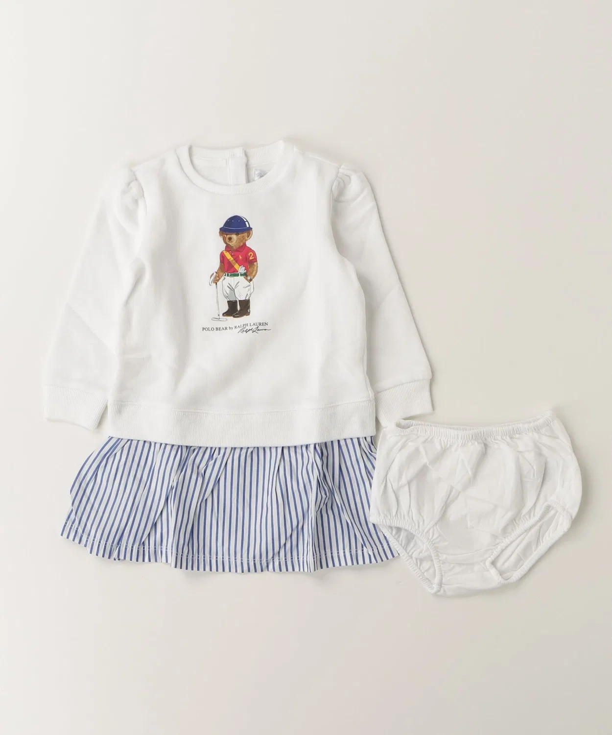 Платье с флисом и шортами Polo Bear Ralph Lauren, белый — фото 4