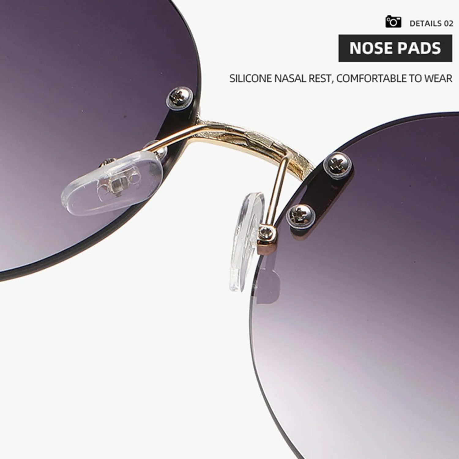 

bullabulling Модные круглые солнцезащитные очки без оправы для женщин, изогнутые металлические дужки, линзы Ocean, мужские солнцезащитные очки большого размера, Tea