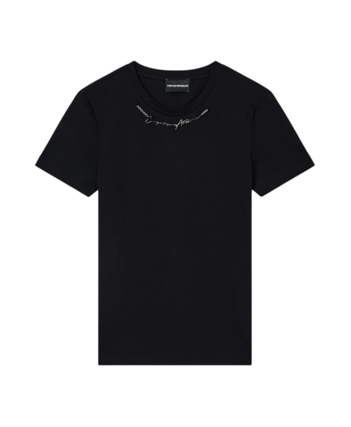 

Легкая трикотажная футболка с логотипом в виде ювелирного украшения. Emporio Armani, черный