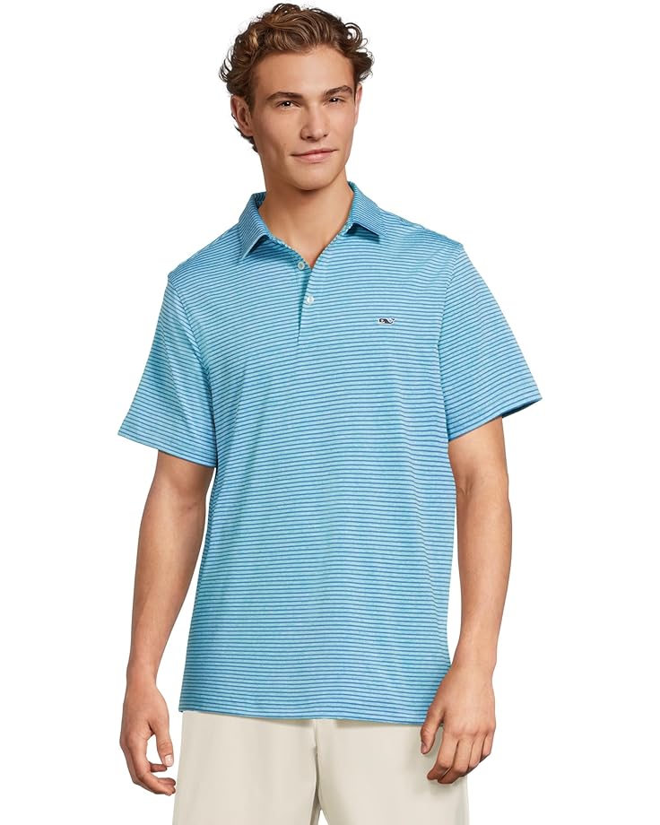 

Поло Vineyard Vines Bradley Stripe Sankaty Polo, цвет Turqs/Hull Blue