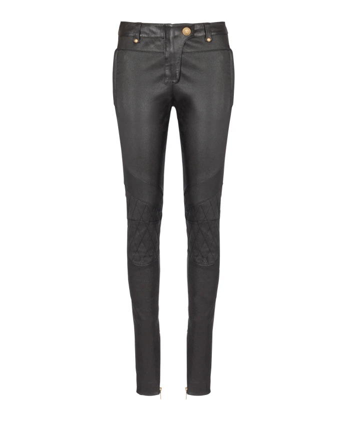 

Брюки из эластичной кожи Balmain, черный