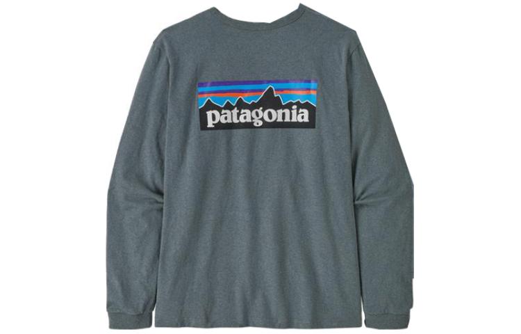 

Футболка с длинным рукавом и логотипом Patagonia, feather серый/plgy