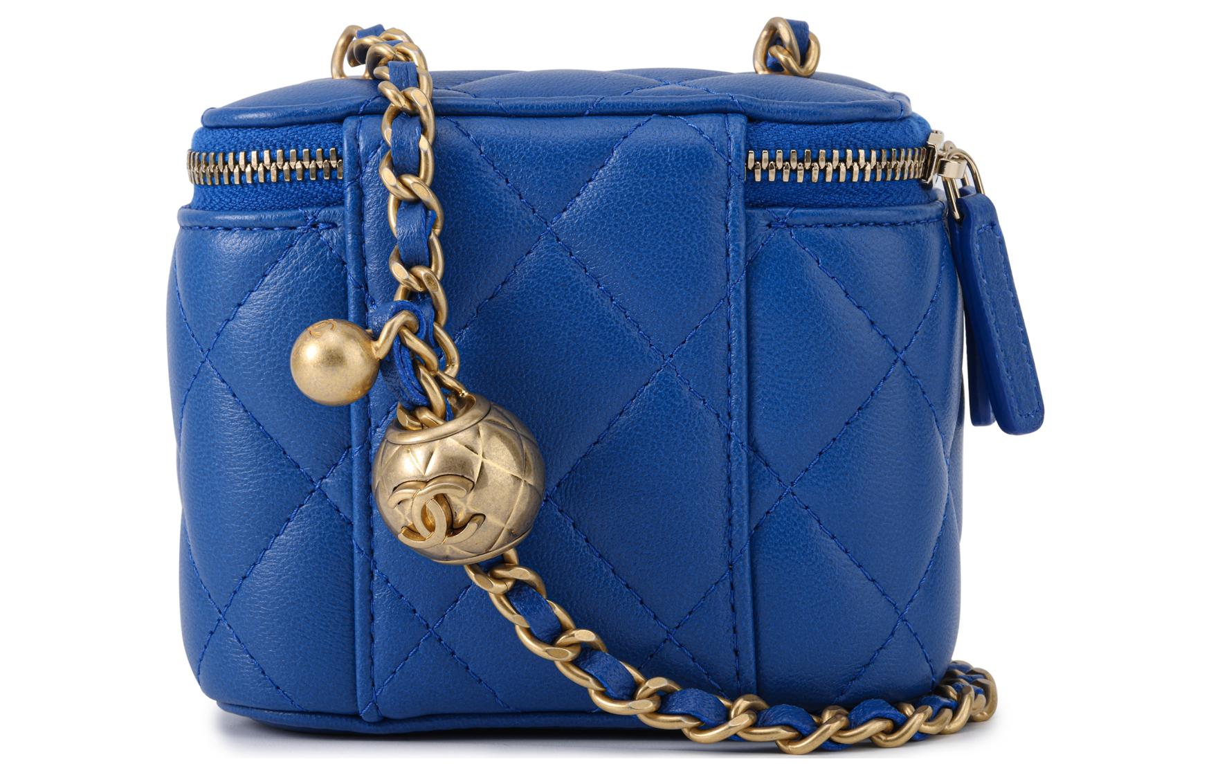 CHANEL Кожаная сумка-коробка Косметичка Сумка через плечо Маленькая женская сумка кроссбоди Синяя — фото 4