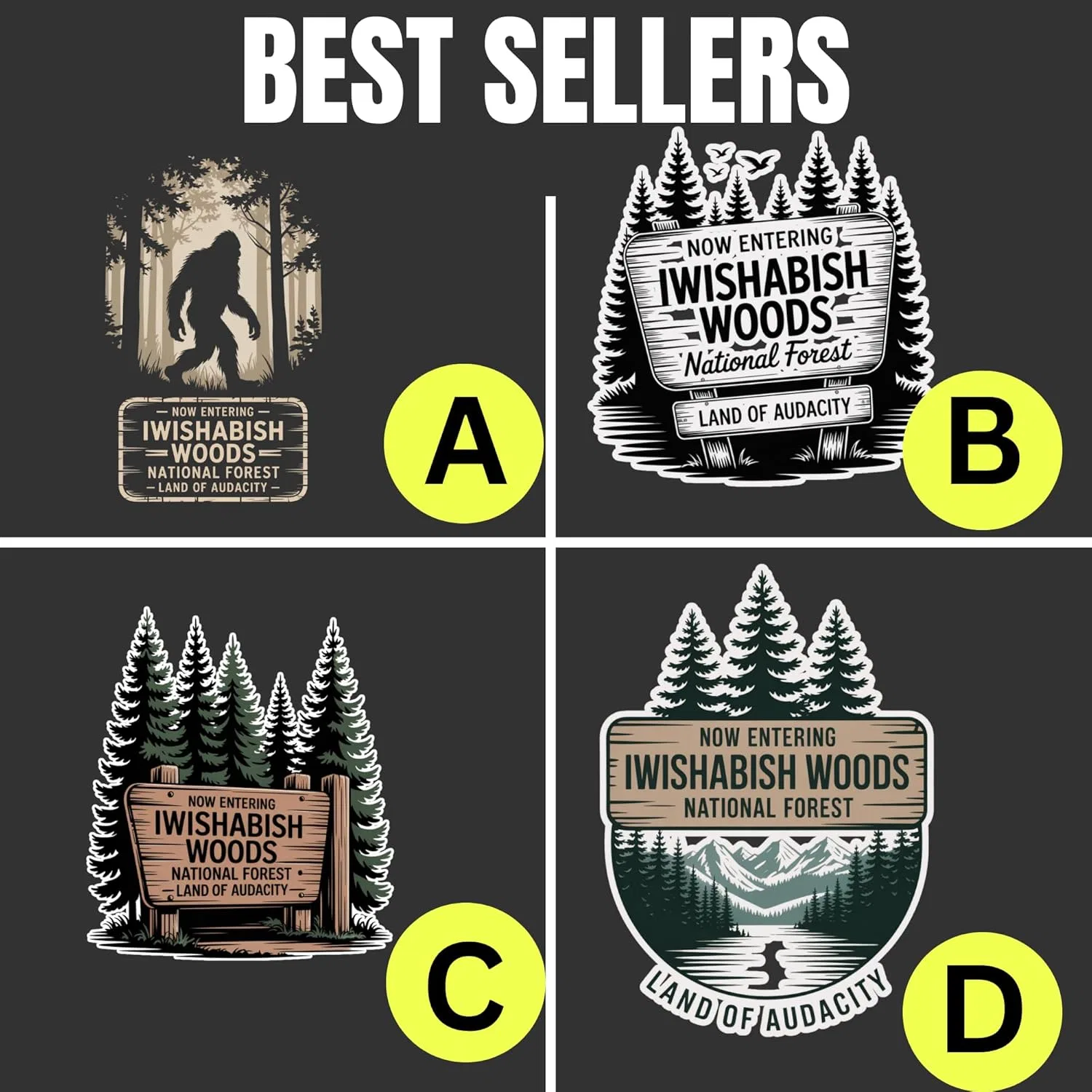 IWISHABISH Woods Bigfoot Shirt - Футболка с принтом "Веселый Сасквоч", унисекс графическая футболка, саркастичный лесной юмор в подарок для мужчин и женщин GENERIC, черный — фото 2