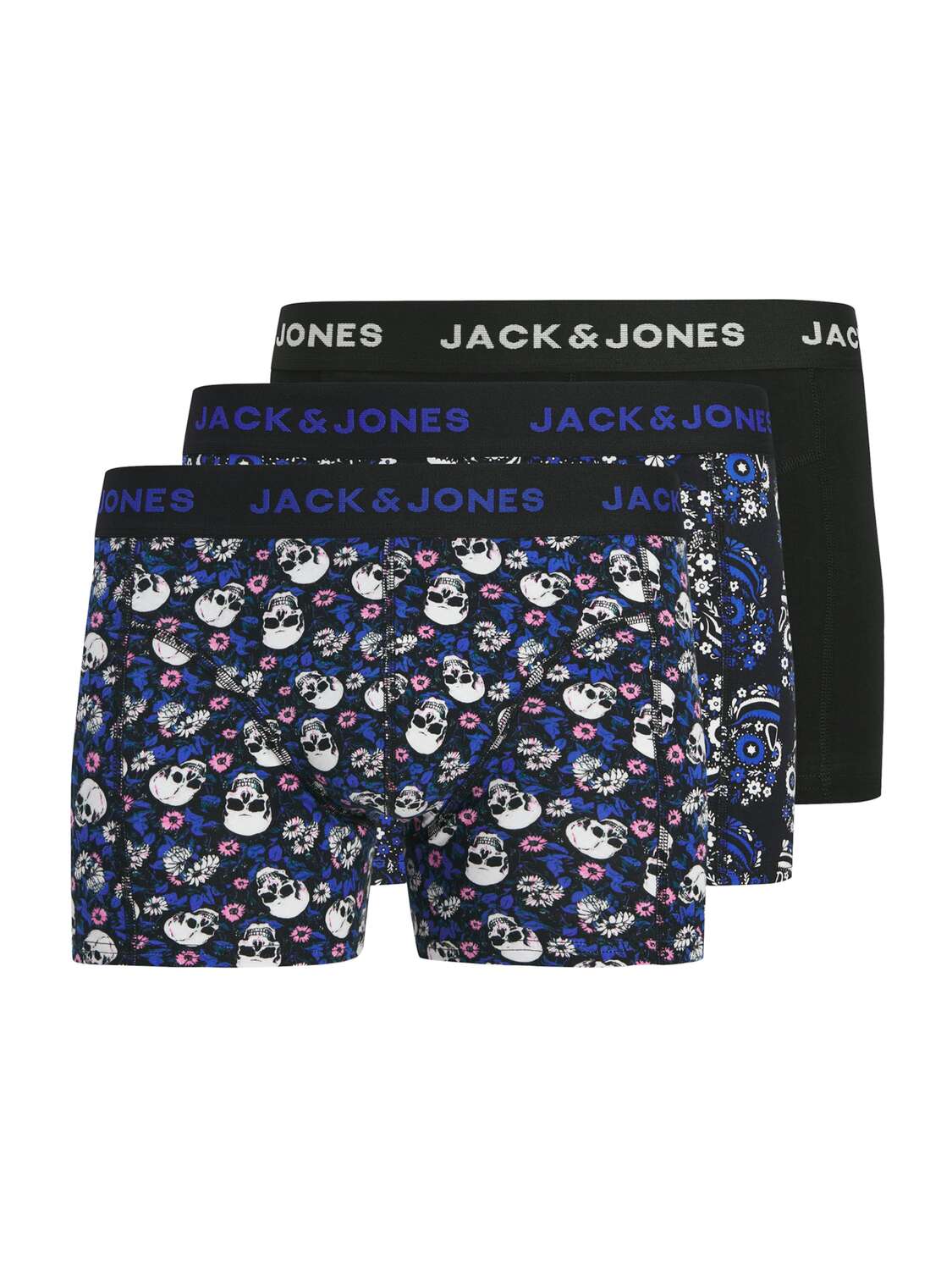 

JACK & JONES Боксеры 'JACFLOWER SKULL' в черном цвете