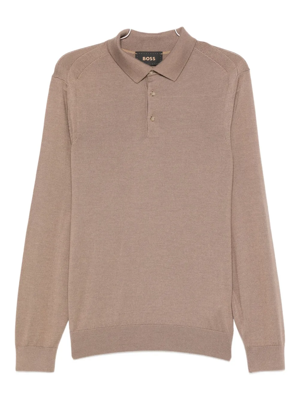 

Поло с длинными рукавами на пуговицах BOSS, коричневый