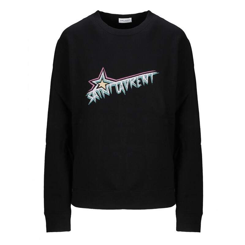 

Толстовка женская Saint Laurent с принтом логотипа, черный