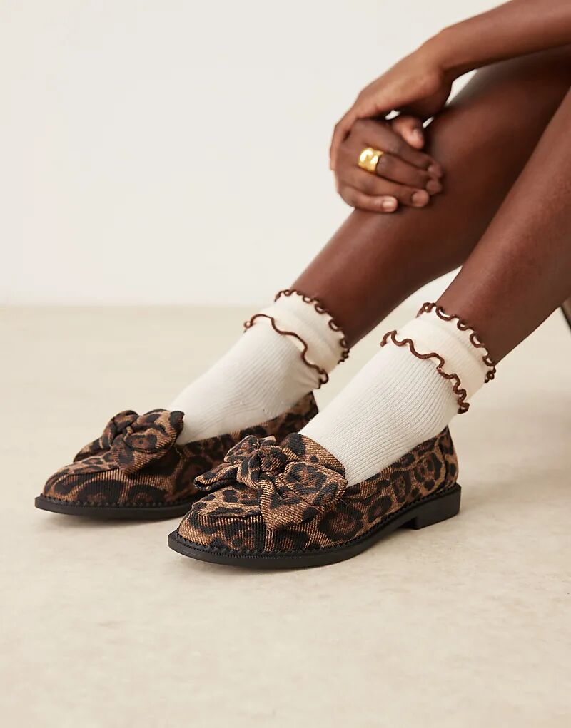 Туфли-лодочки Memphis с бантом и широкой посадкой ASOS DESIGN с леопардовым принтом