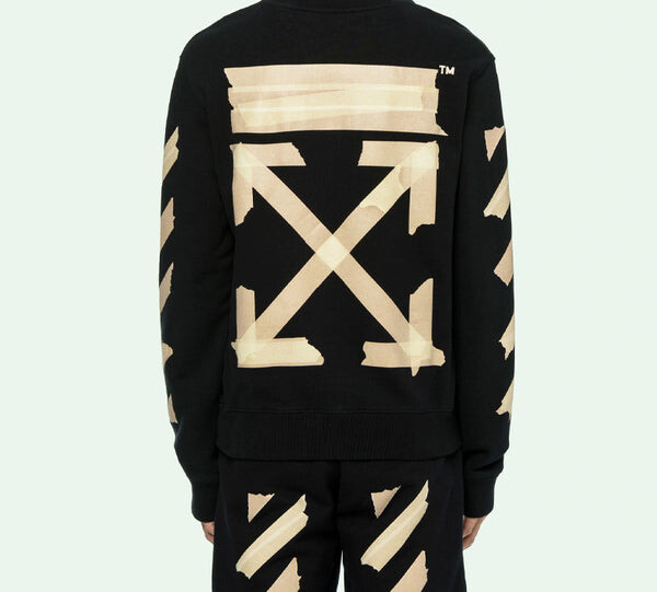 Толстовка OFF-WHITE Tap Arrows Mens Logo Long Sleeve Round Neck Sweater Tape, черный — фото 4