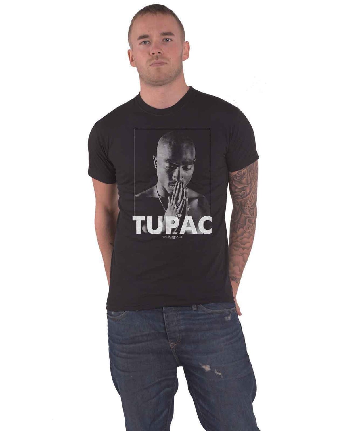

Молящаяся футболка Tupac, черный