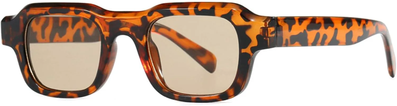 

Ретро-солнцезащитные очки прямоугольной формы для женщин и мужчин, 100% защита от УФ-излучения, легкие, в стиле ретро-винтаж Bsreyeop, Leopard Frame/Brown Lens E7