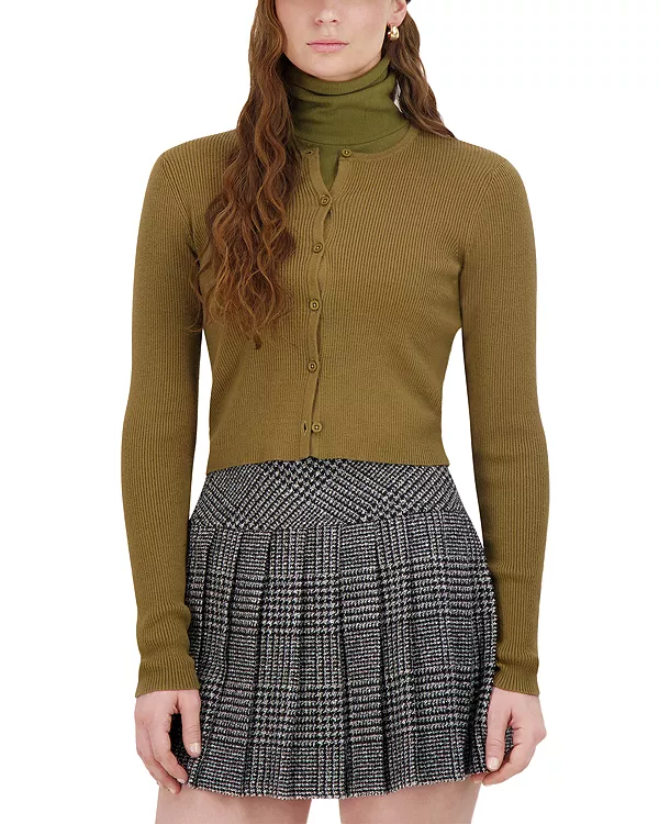 

Вязаный укороченный кардиган с круглым вырезом Point, зеленый