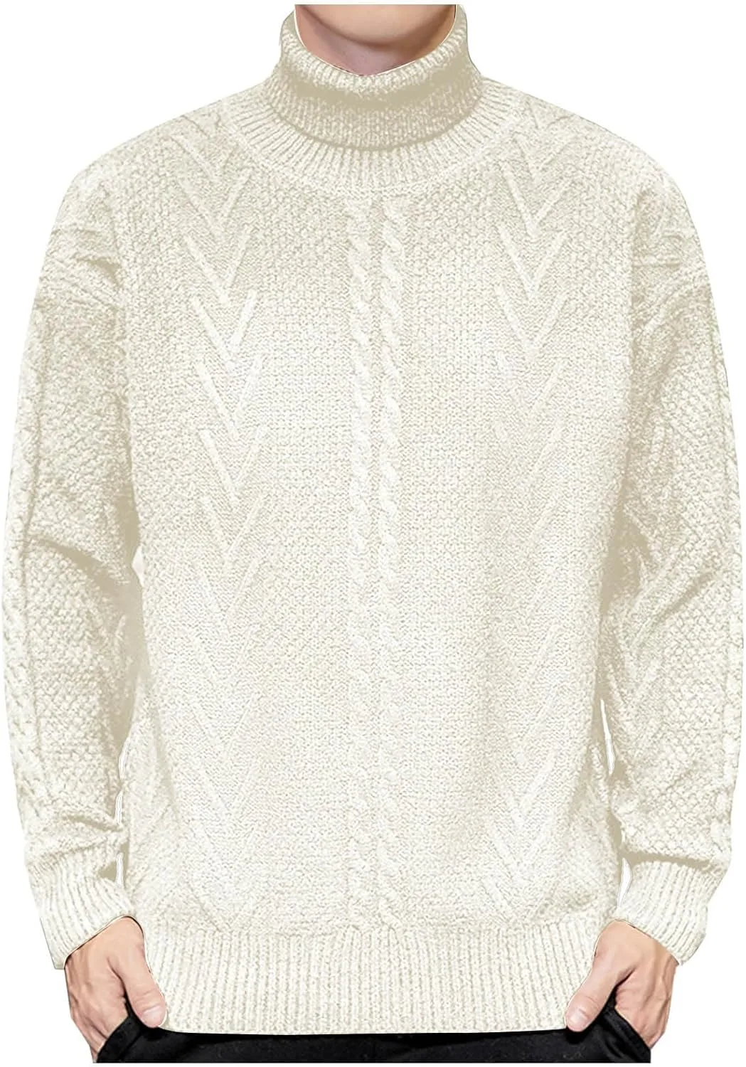 

Мужской вязаный свитер с длинным рукавом и воротником-гольф, теплый для осени и зимы