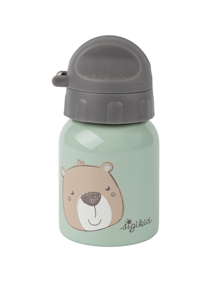 

Sigikid Бутылка для воды из нержавеющей стали в форме медведя, 250 мл, зелено-серая