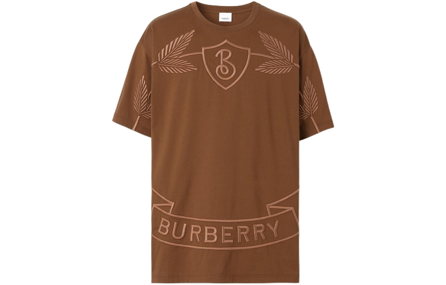 

Футболка из хлопка с изображением дубового листа Burberry, коричневый